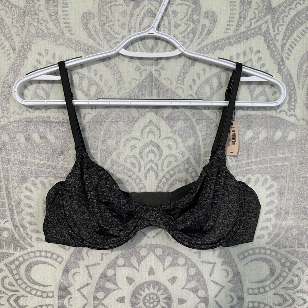 Nwt $48 2015 Victorias Secret Very Sexy Unlined Semi Demi Bra Black Grey 36B